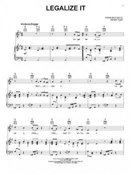 page one of Legalize It (Piano, Vocal & Guitar Chords (Right-Hand Melody))