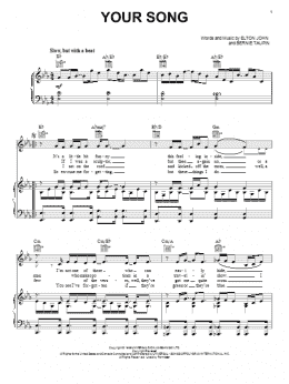 page one of Your Song (Piano, Vocal & Guitar Chords (Right-Hand Melody))