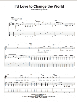 page one of I'd Love To Change The World (Guitar Tab (Single Guitar))