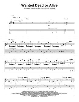 page one of Wanted Dead Or Alive (Guitar Tab (Single Guitar))