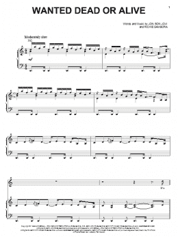 page one of Wanted Dead Or Alive (Piano, Vocal & Guitar Chords (Right-Hand Melody))