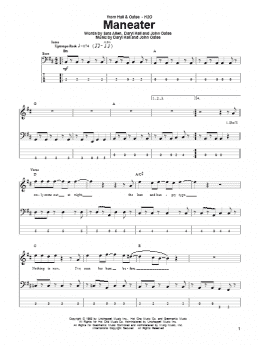 page one of Maneater (Bass Guitar Tab)