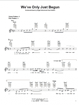 page one of We've Only Just Begun (Easy Guitar)