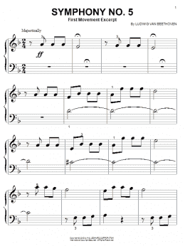 page one of Symphony No. 5 in C Minor, First Movement Excerpt (Big Note Piano)