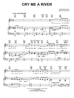 page one of Cry Me A River (Piano, Vocal & Guitar Chords (Right-Hand Melody))