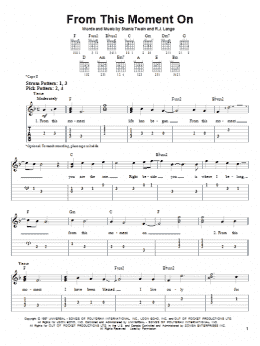 page one of From This Moment On (Easy Guitar Tab)