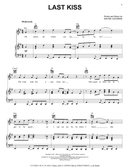 page one of Last Kiss (Piano, Vocal & Guitar Chords (Right-Hand Melody))