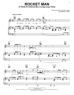 page one of Rocket Man (I Think It's Gonna Be A Long Long Time) (Piano, Vocal & Guitar Chords (Right-Hand Melody))