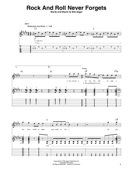 page one of Rock And Roll Never Forgets (Guitar Tab (Single Guitar))