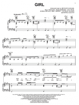 page one of Girl (Piano, Vocal & Guitar Chords (Right-Hand Melody))