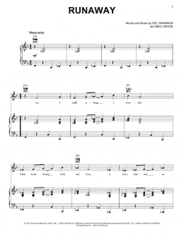 page one of Runaway (Piano, Vocal & Guitar Chords (Right-Hand Melody))