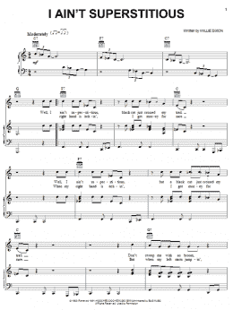 page one of I Ain't Superstitious (Piano, Vocal & Guitar Chords (Right-Hand Melody))