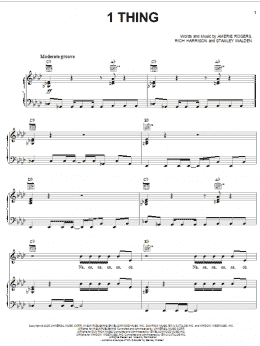 page one of 1 Thing (Piano, Vocal & Guitar Chords (Right-Hand Melody))