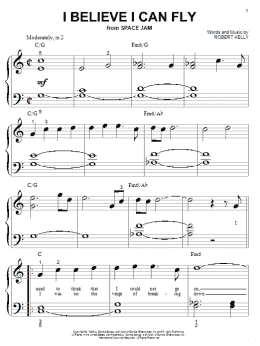 page one of I Believe I Can Fly (Big Note Piano)