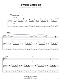 page one of Sweet Emotion (Bass Guitar Tab)