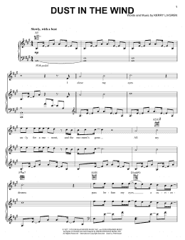 page one of Dust In The Wind (Piano, Vocal & Guitar Chords (Right-Hand Melody))