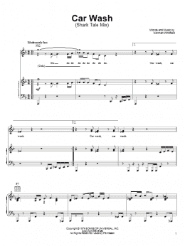 page one of Car Wash (Piano, Vocal & Guitar Chords (Right-Hand Melody))