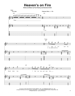 page one of Heaven's On Fire (Guitar Tab (Single Guitar))