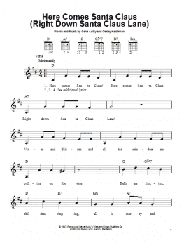 page one of Here Comes Santa Claus (Right Down Santa Claus Lane) (Easy Guitar)