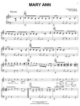 page one of Mary Ann (Piano, Vocal & Guitar Chords (Right-Hand Melody))