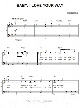 page one of Baby, I Love Your Way (Easy Piano)