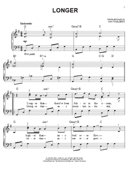 page one of Longer (Easy Piano)