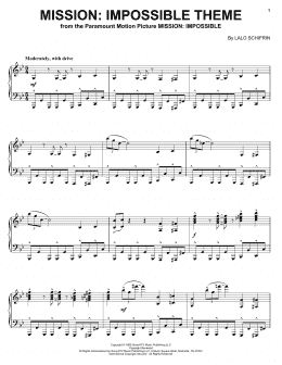 page one of Mission: Impossible Theme (Piano Solo)