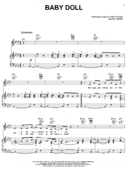 page one of Baby Doll (Piano, Vocal & Guitar Chords (Right-Hand Melody))