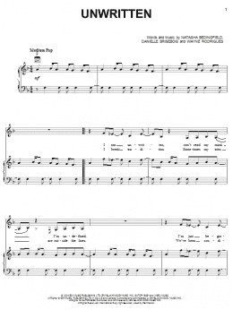 page one of Unwritten (Piano, Vocal & Guitar Chords (Right-Hand Melody))