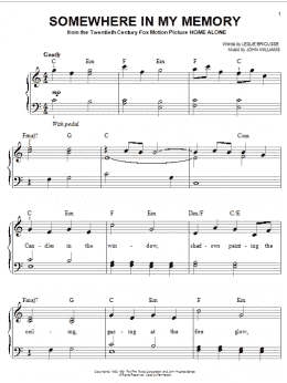 page one of Somewhere In My Memory (Easy Piano)