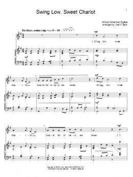 page one of Swing Low, Sweet Chariot (Piano & Vocal)