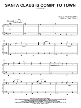 page one of Santa Claus Is Comin' To Town (Piano Duet)