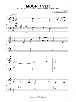 page one of Moon River (Beginning Piano Solo)