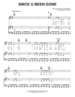 page one of Since U Been Gone (Piano, Vocal & Guitar Chords (Right-Hand Melody))