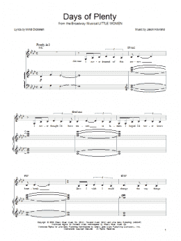 page one of Days Of Plenty (Piano, Vocal & Guitar Chords (Right-Hand Melody))