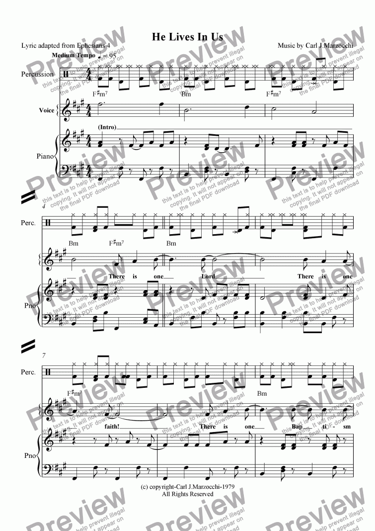 He Lives In Us - Download Sheet Music PDF file