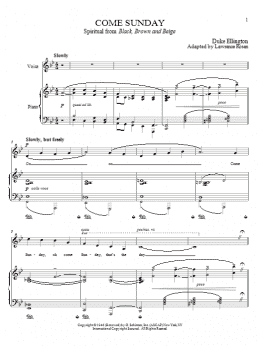 page one of Come Sunday (Piano & Vocal)