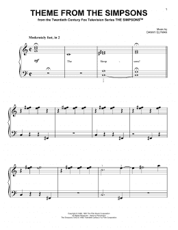 page one of Theme From The Simpsons (Easy Piano)