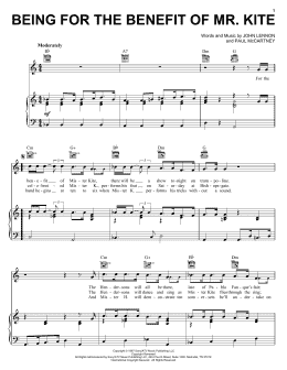 page one of Being For The Benefit Of Mr. Kite (Piano, Vocal & Guitar Chords (Right-Hand Melody))