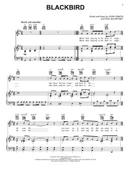 page one of Blackbird (Piano, Vocal & Guitar Chords (Right-Hand Melody))