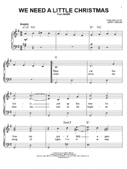 page one of We Need A Little Christmas (Easy Piano)