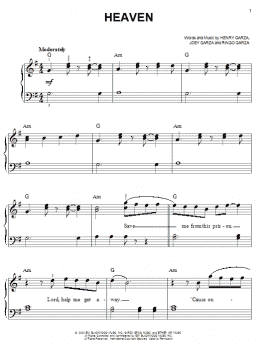 page one of Heaven (Easy Piano)