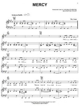 page one of Mercy (Piano, Vocal & Guitar Chords (Right-Hand Melody))