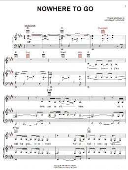 page one of Nowhere To Go (Piano, Vocal & Guitar Chords (Right-Hand Melody))