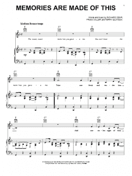 page one of Memories Are Made Of This (Piano, Vocal & Guitar Chords (Right-Hand Melody))