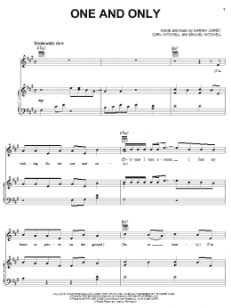 page one of One And Only (Piano, Vocal & Guitar Chords (Right-Hand Melody))