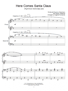 page one of Here Comes Santa Claus (Right Down Santa Claus Lane) (Piano Duet)