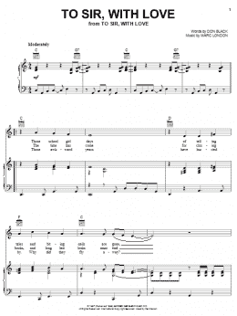 page one of To Sir, With Love (Piano, Vocal & Guitar Chords (Right-Hand Melody))