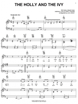 page one of The Holly And The Ivy (Piano, Vocal & Guitar Chords (Right-Hand Melody))