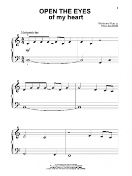 page one of Open The Eyes Of My Heart (Beginning Piano Solo)